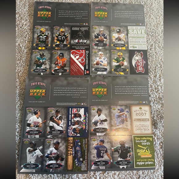 Tuff Stuff Uncut Football Baseball 16 cards Upper Deck Favre Brady Manning - Picture 1 of 6